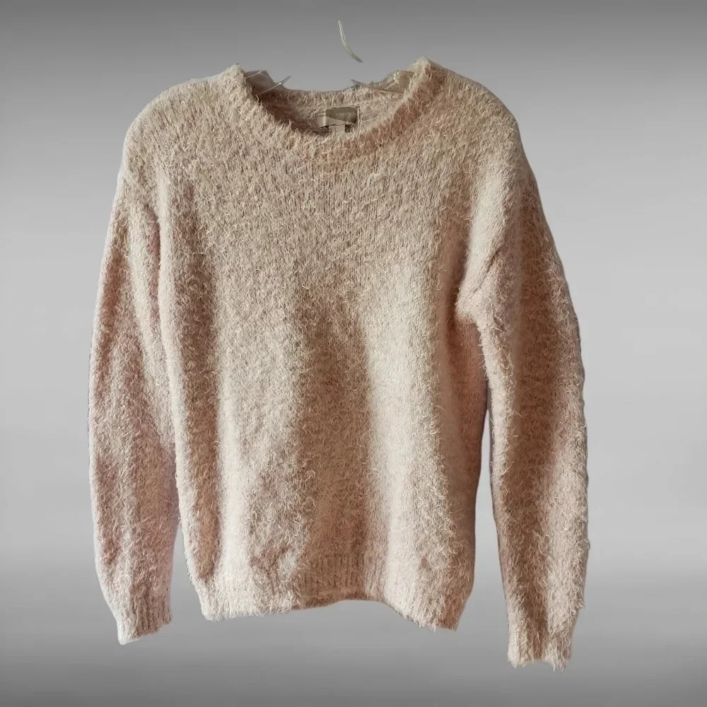 Foreverv21 Women Fuzzy Sweater Pink Size Small